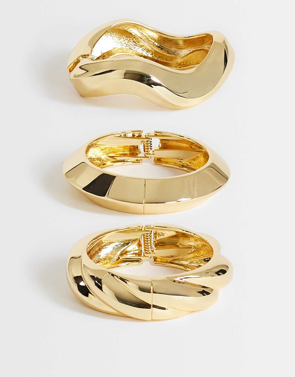 Topshop Fabio 3 pack bangles in gold