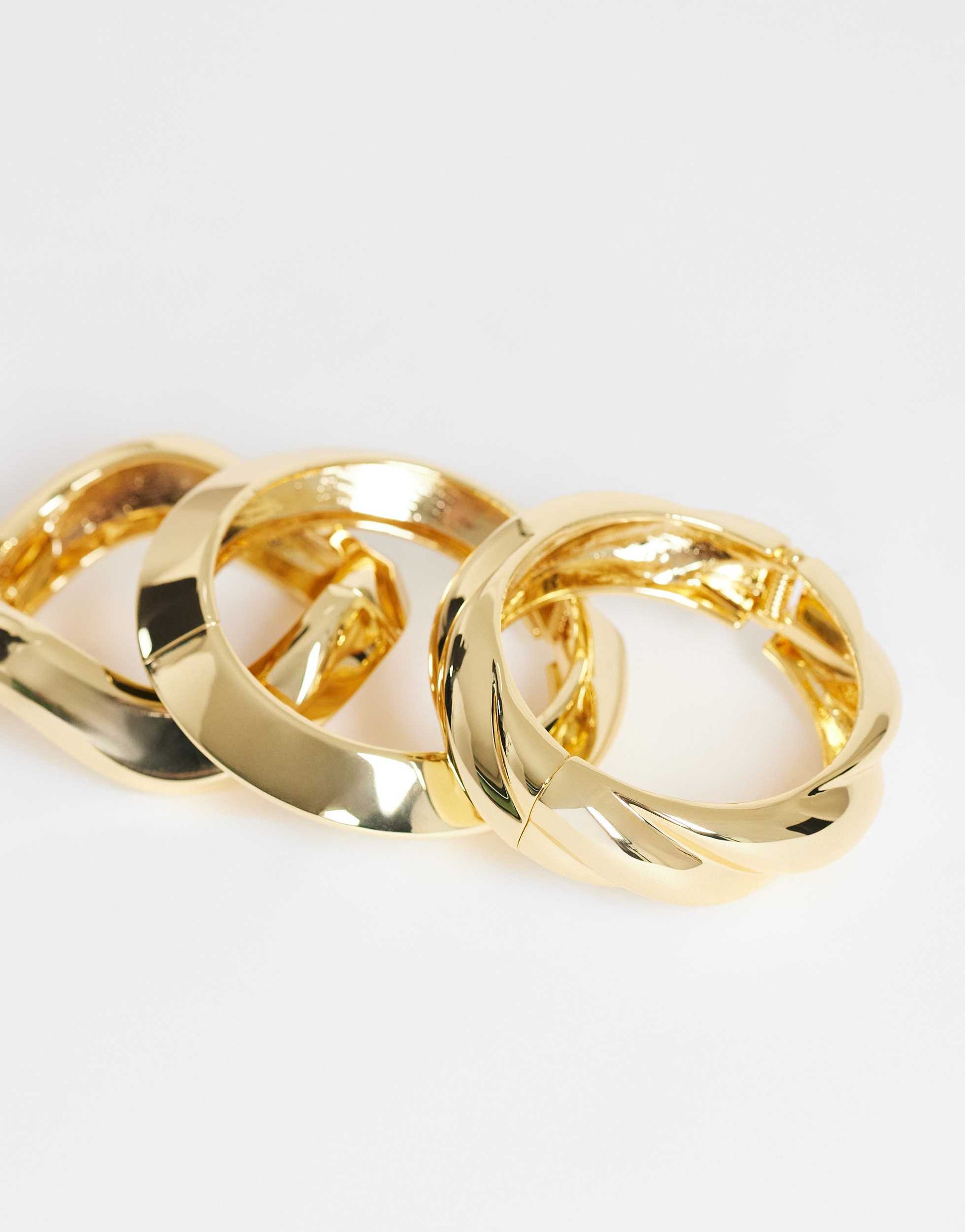 Topshop Fabio 3 pack bangles in gold