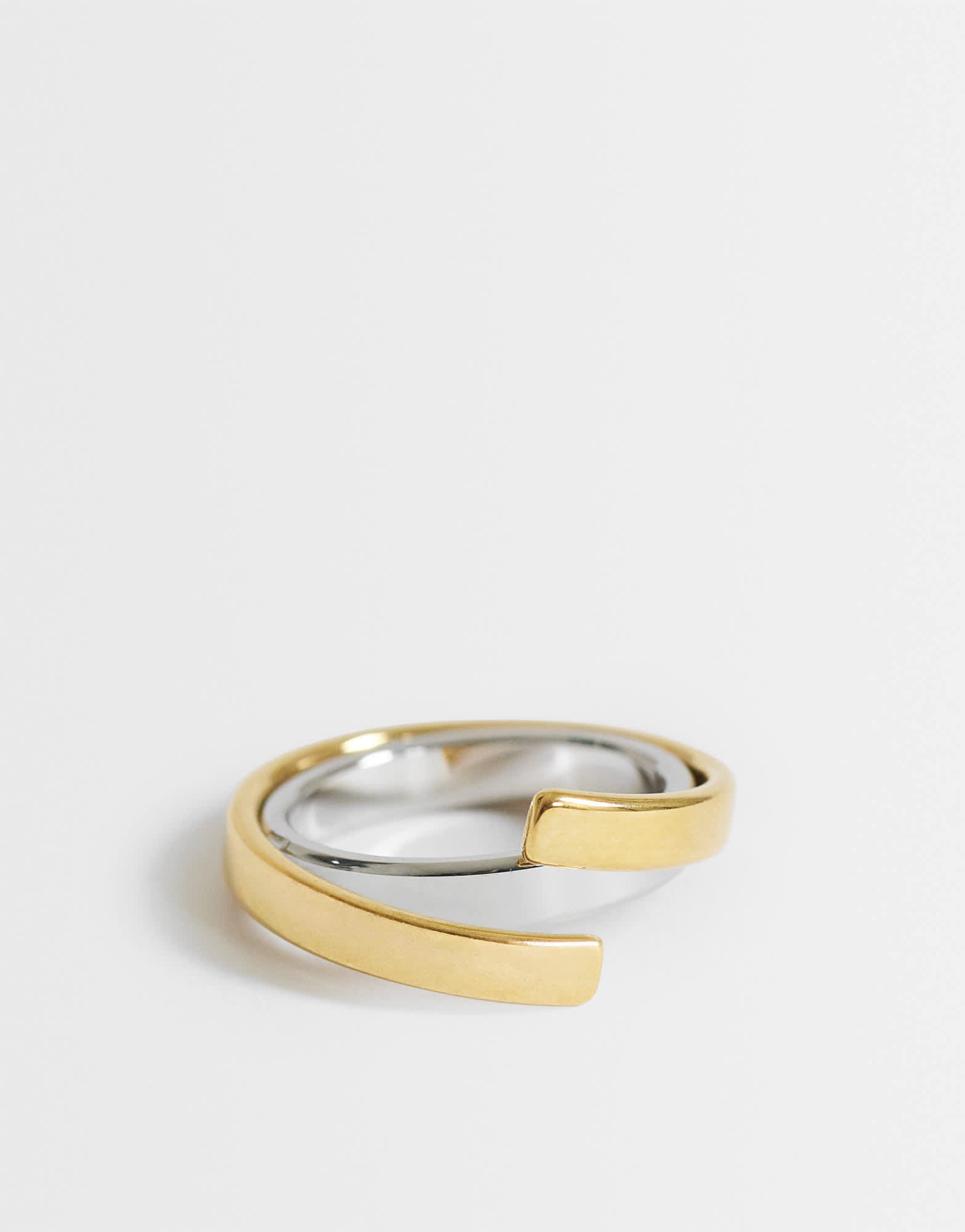 Topshop Ruth waterproof overlapping ring in stainless gold
