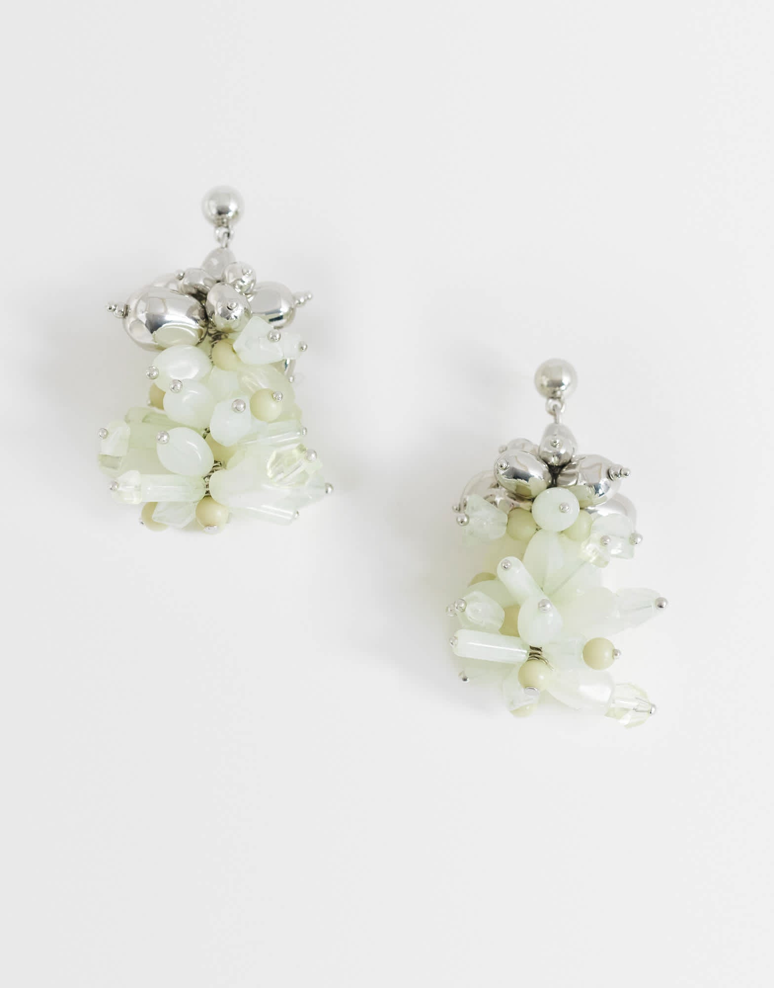 Topshop Cleo semi precious beaded drop earring in sage and silver