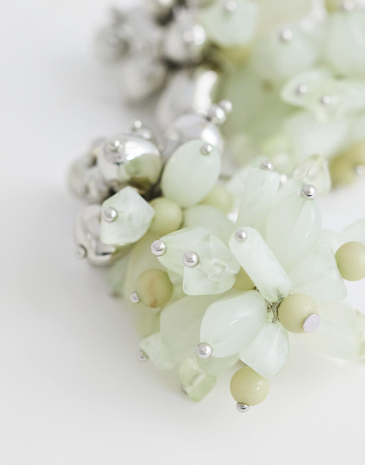 Topshop Cleo semi precious beaded drop earring in sage and silver