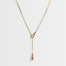 Topshop Lucas waterproof teardrop lariat necklace in stainless gold