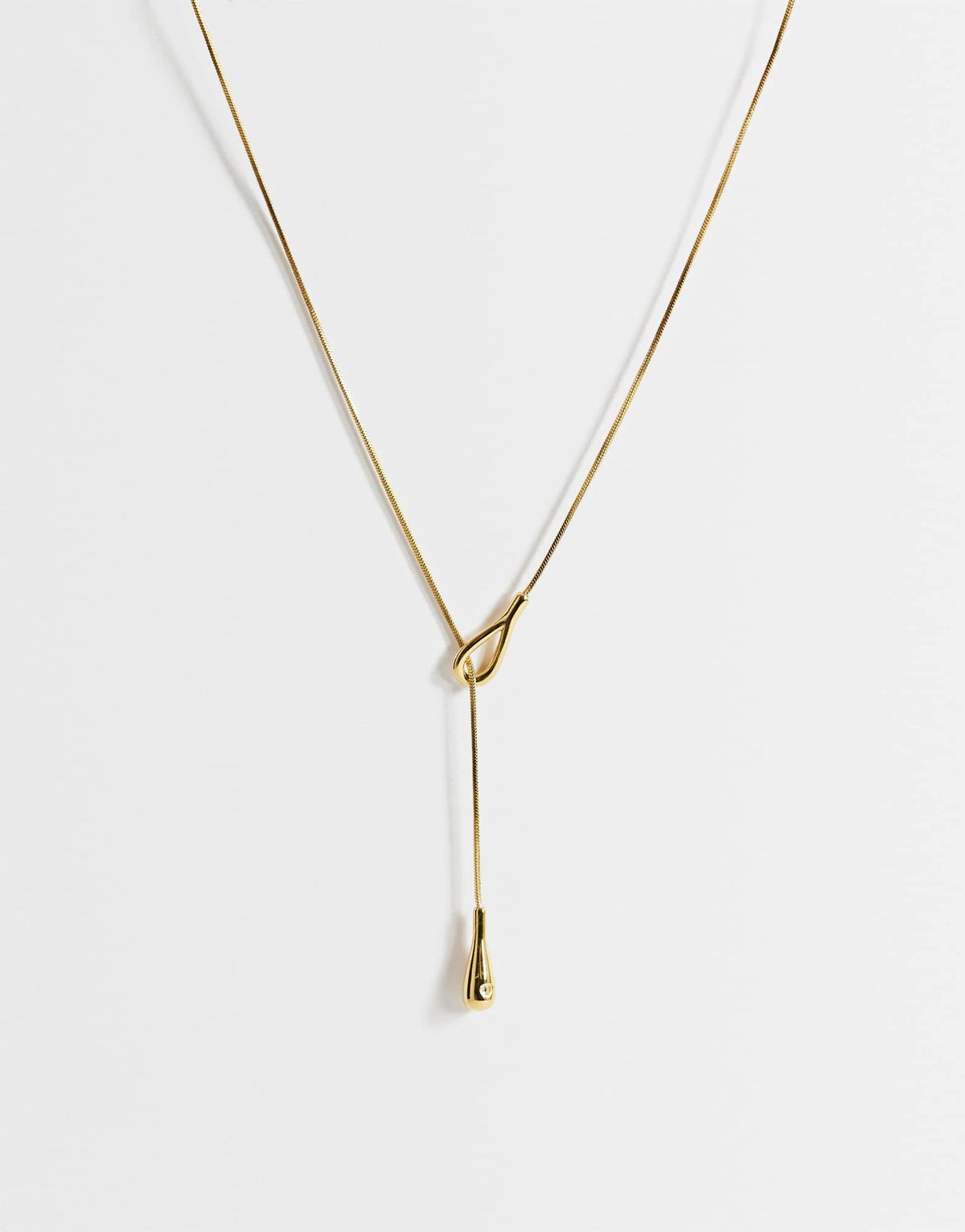 Topshop Lucas waterproof teardrop lariat necklace in stainless gold