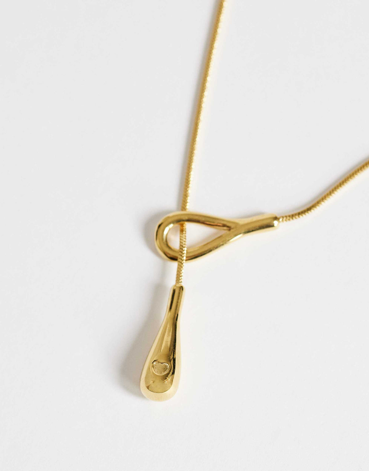 Topshop Lucas waterproof teardrop lariat necklace in stainless gold