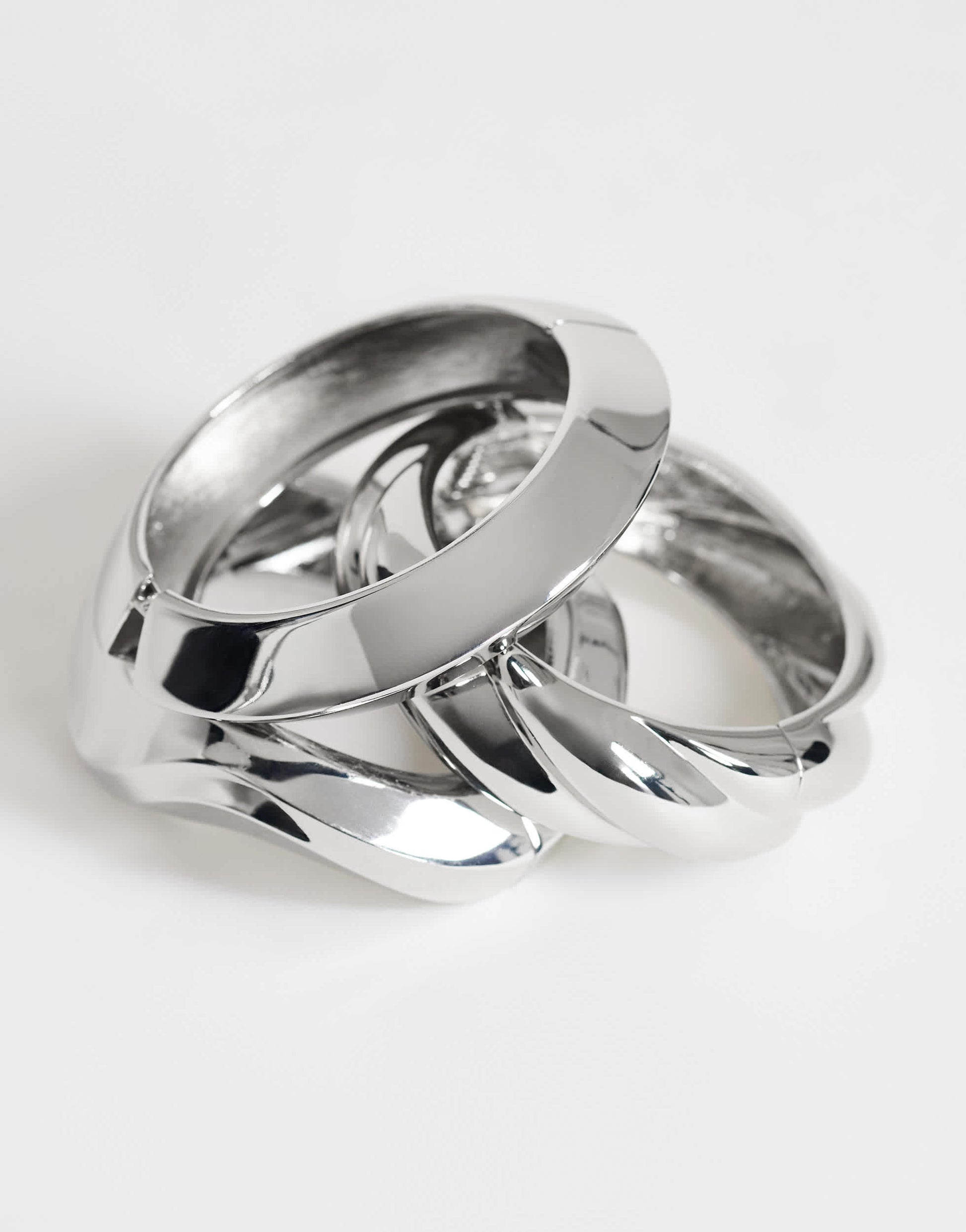 Topshop Fabio 3 pack bangles in silver