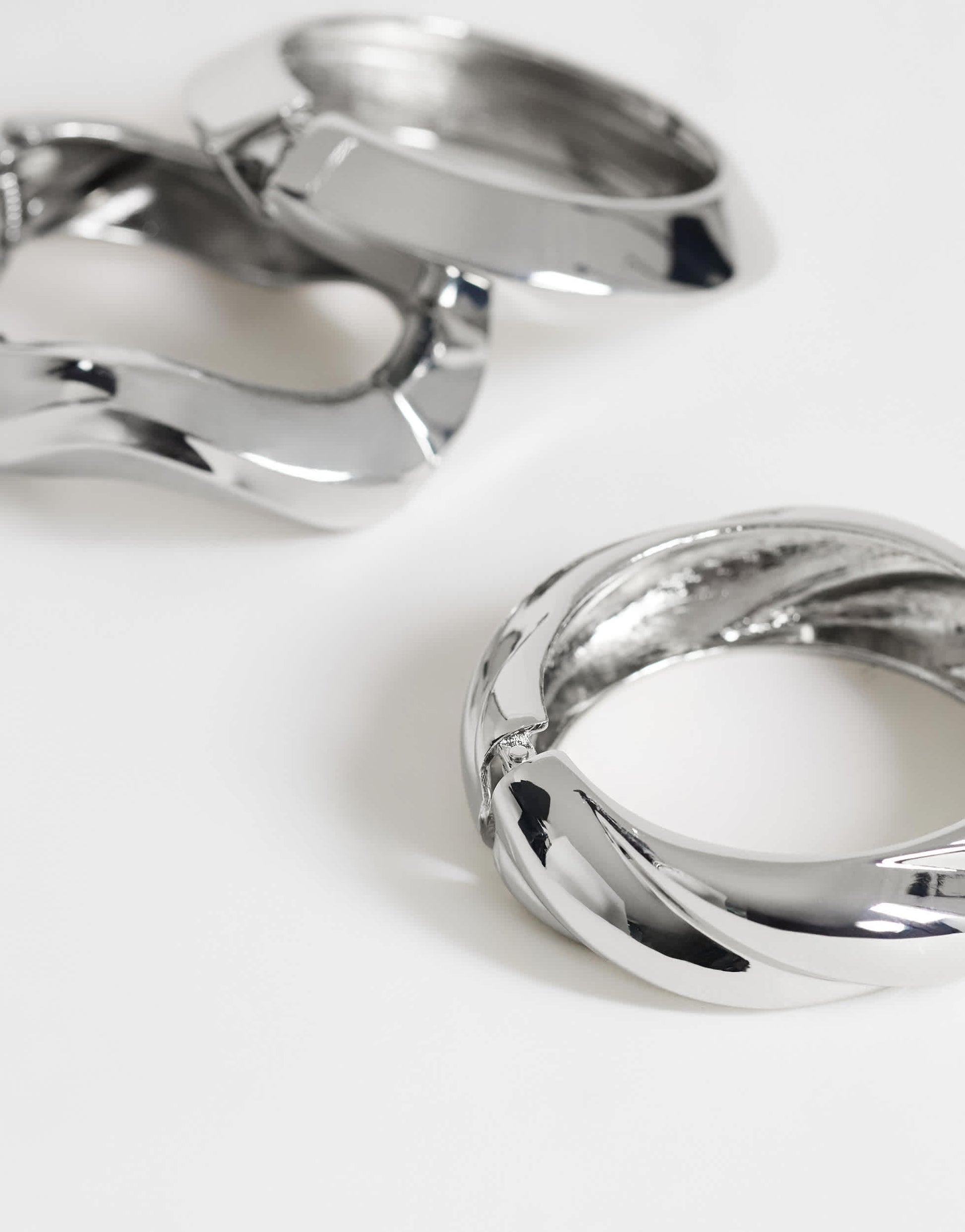 Topshop Fabio 3 pack bangles in silver