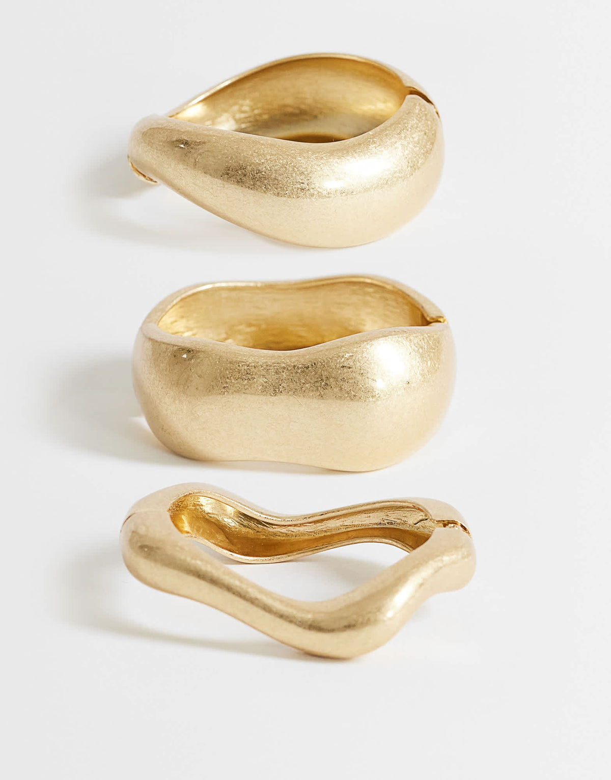 Topshop Flora 3 pack bangles in gold tone