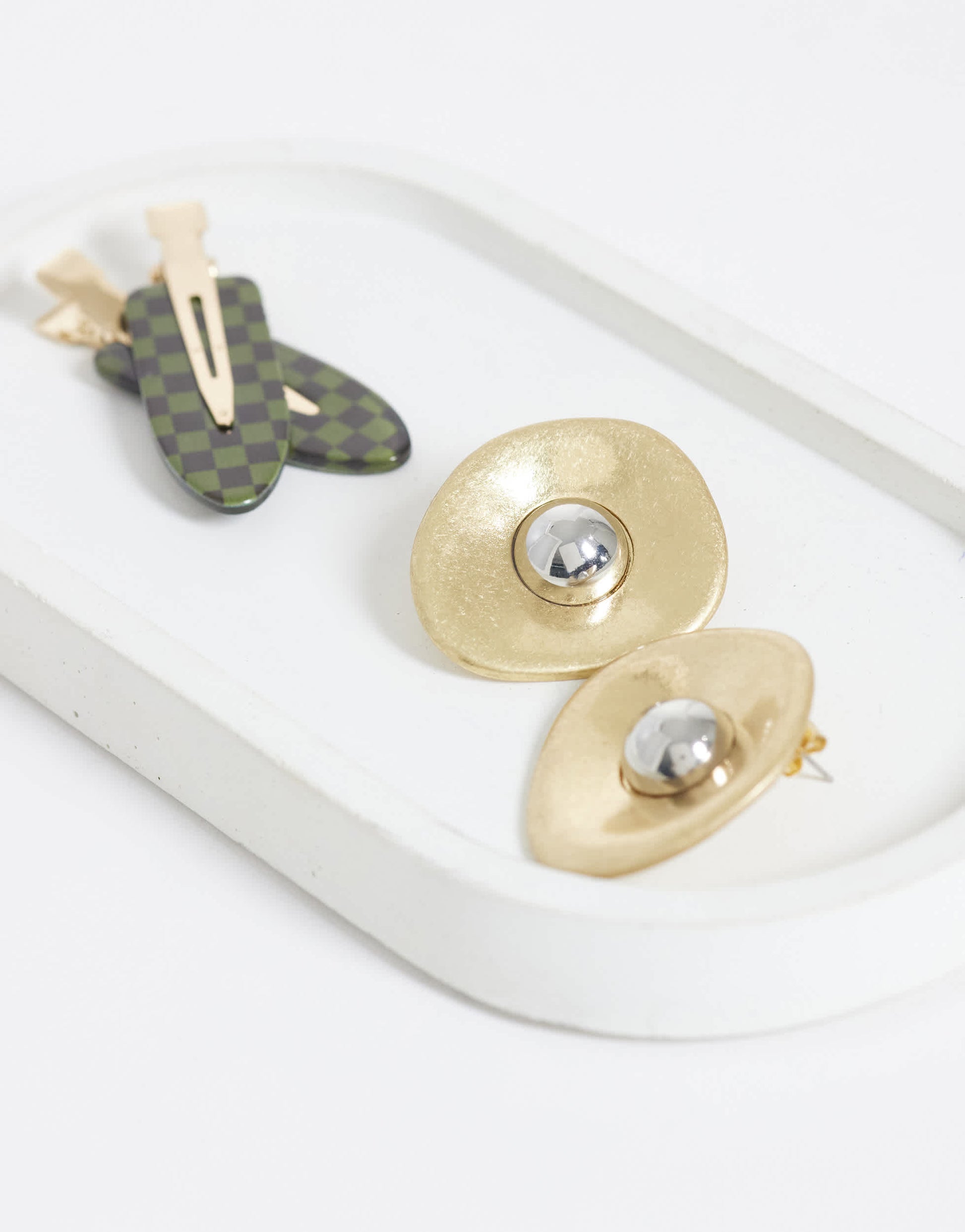 Topshop Cece statement round stud earrings in gold tone