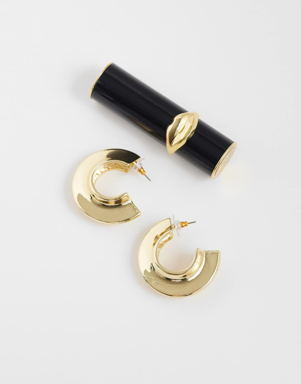 Topshop Cassie chunky hoop earrings in gold tone
