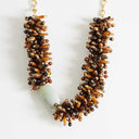Topshop Lillian statement semi precious beaded necklace in brown and sage