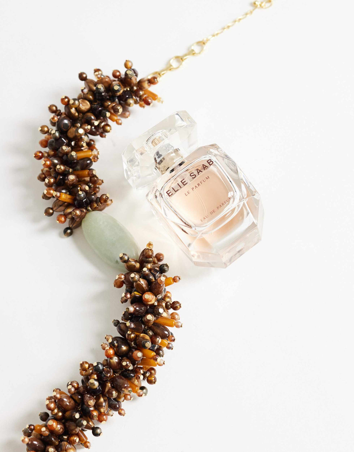 Topshop Lillian statement semi precious beaded necklace in brown and sage