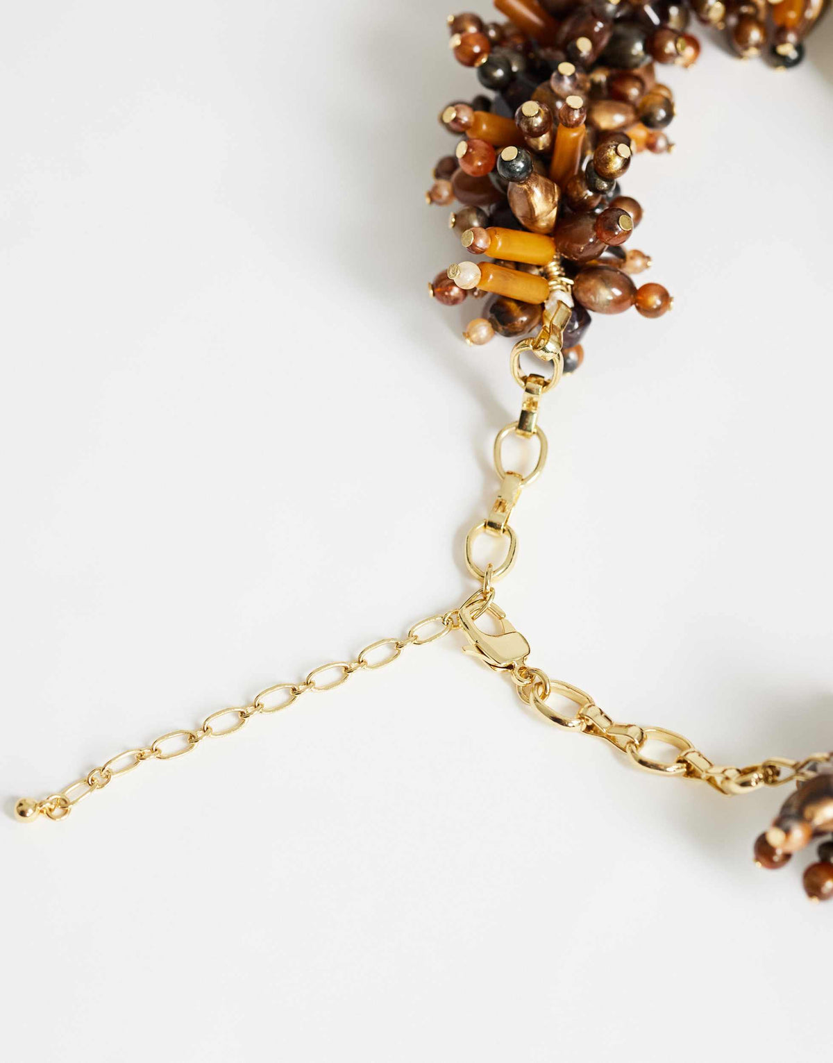 Topshop Lillian statement semi precious beaded necklace in brown and sage