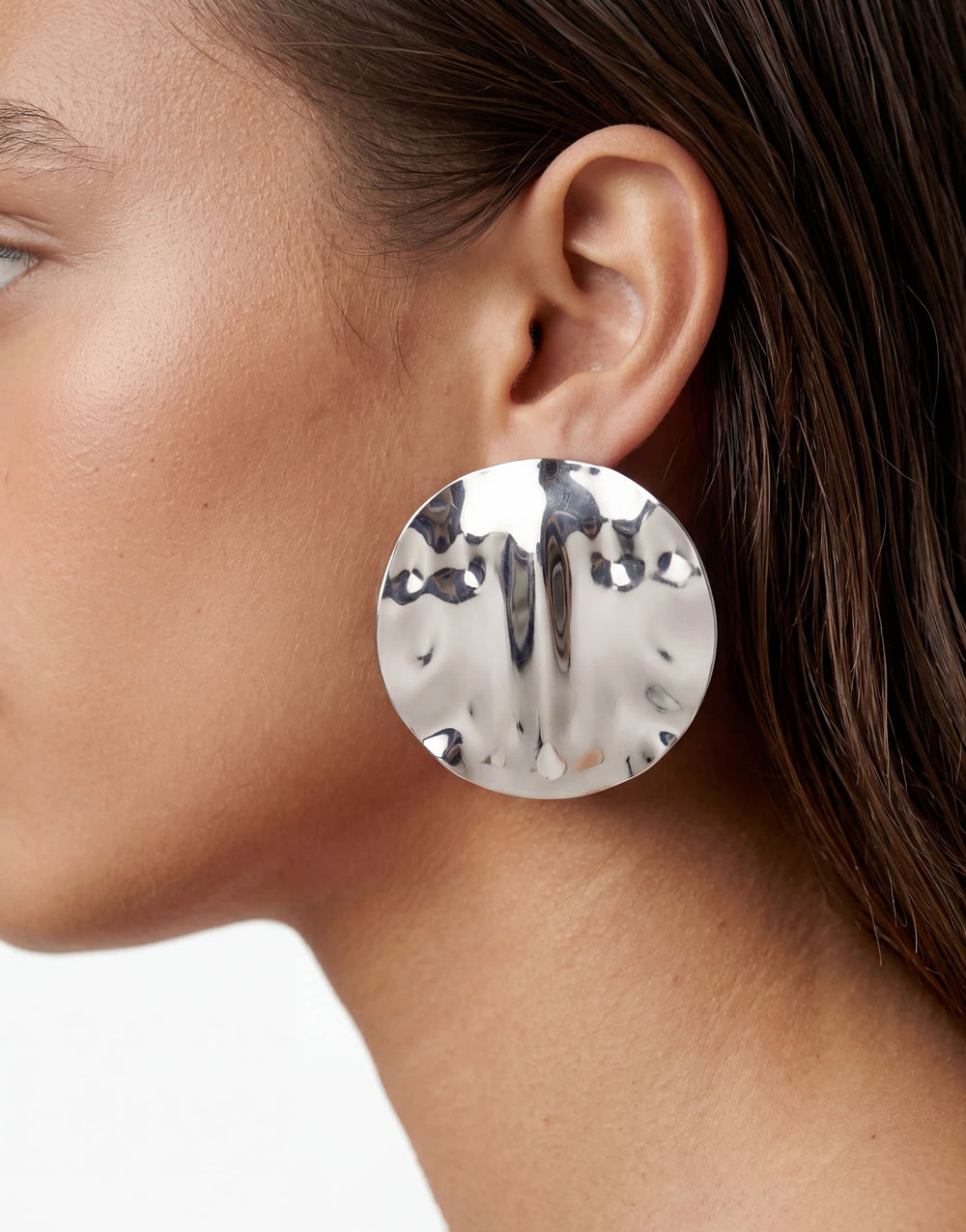 Topshop Chantal large statement disc earrings in silver tone