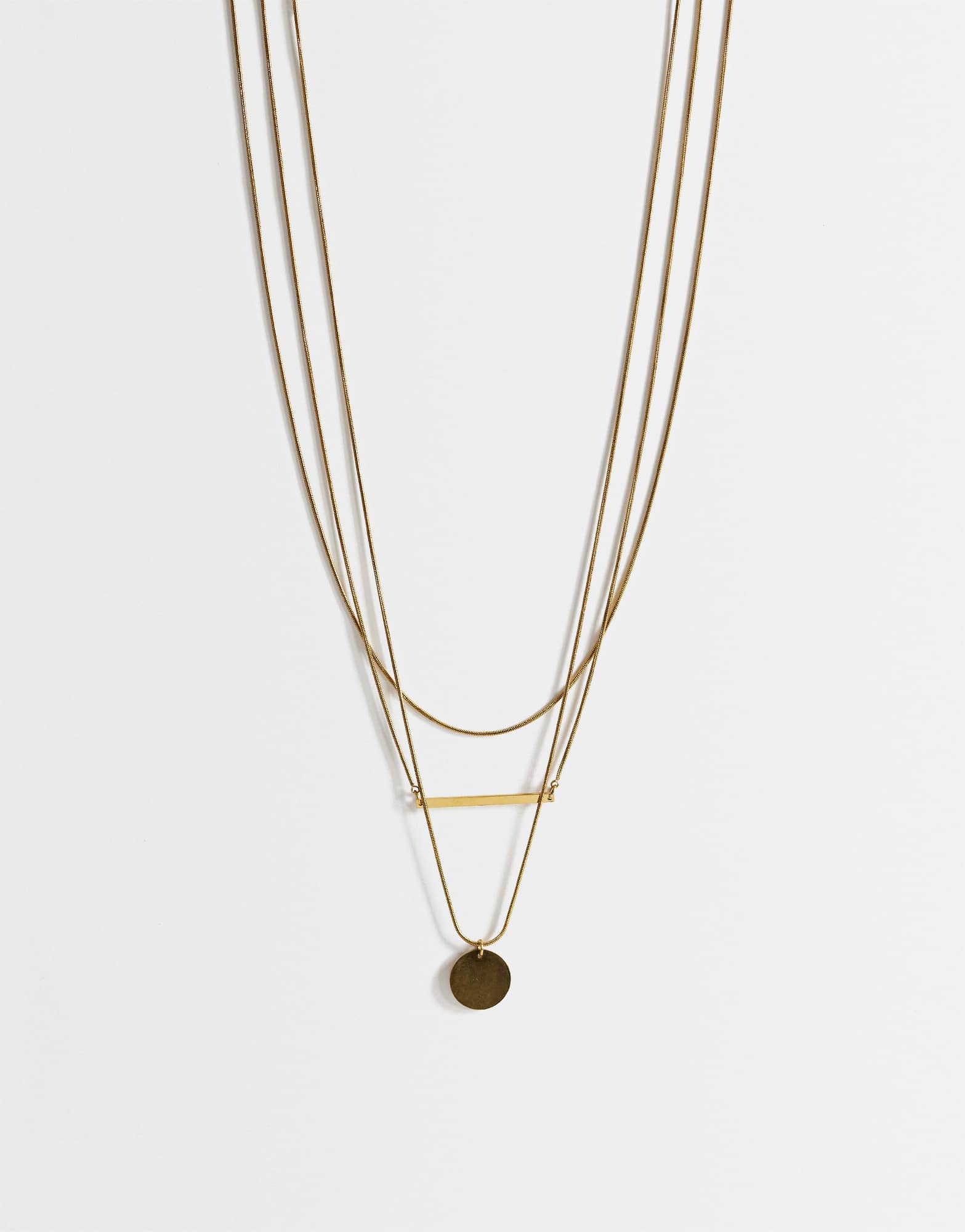 Topshop Lyra waterproof 3 pack necklaces in stainless gold