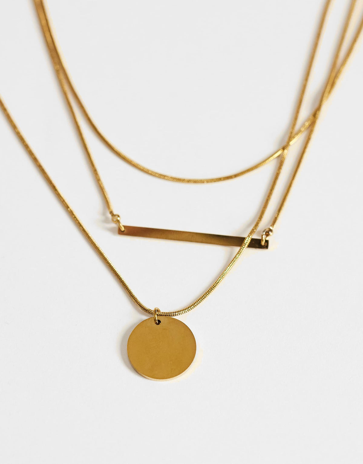 Topshop Lyra waterproof 3 pack necklaces in stainless gold