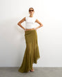 Topshop sheer panelled asymmetrical maxi skirt in green