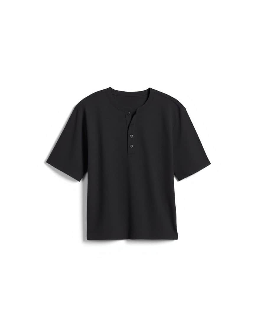 Topman slim fit rib henley t-shirt in black