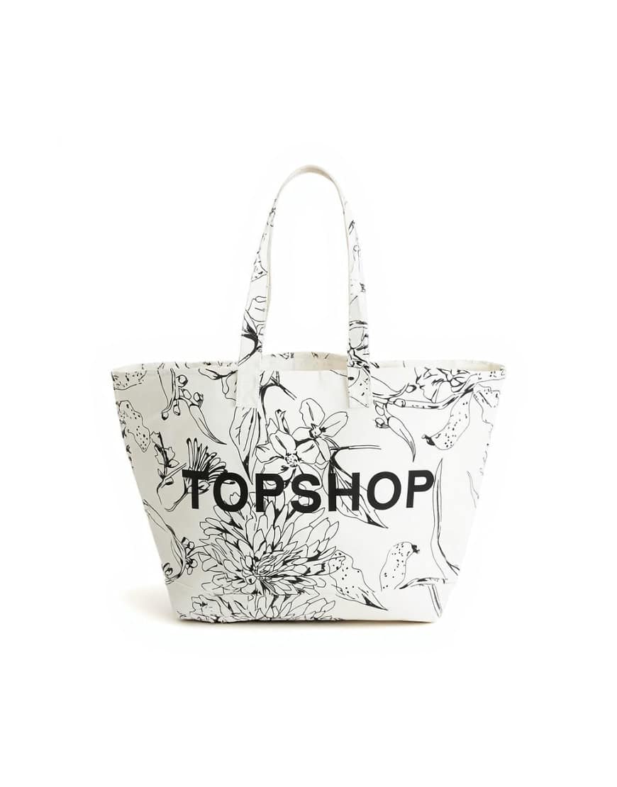 Topshop large printed canvas tote bag in floral