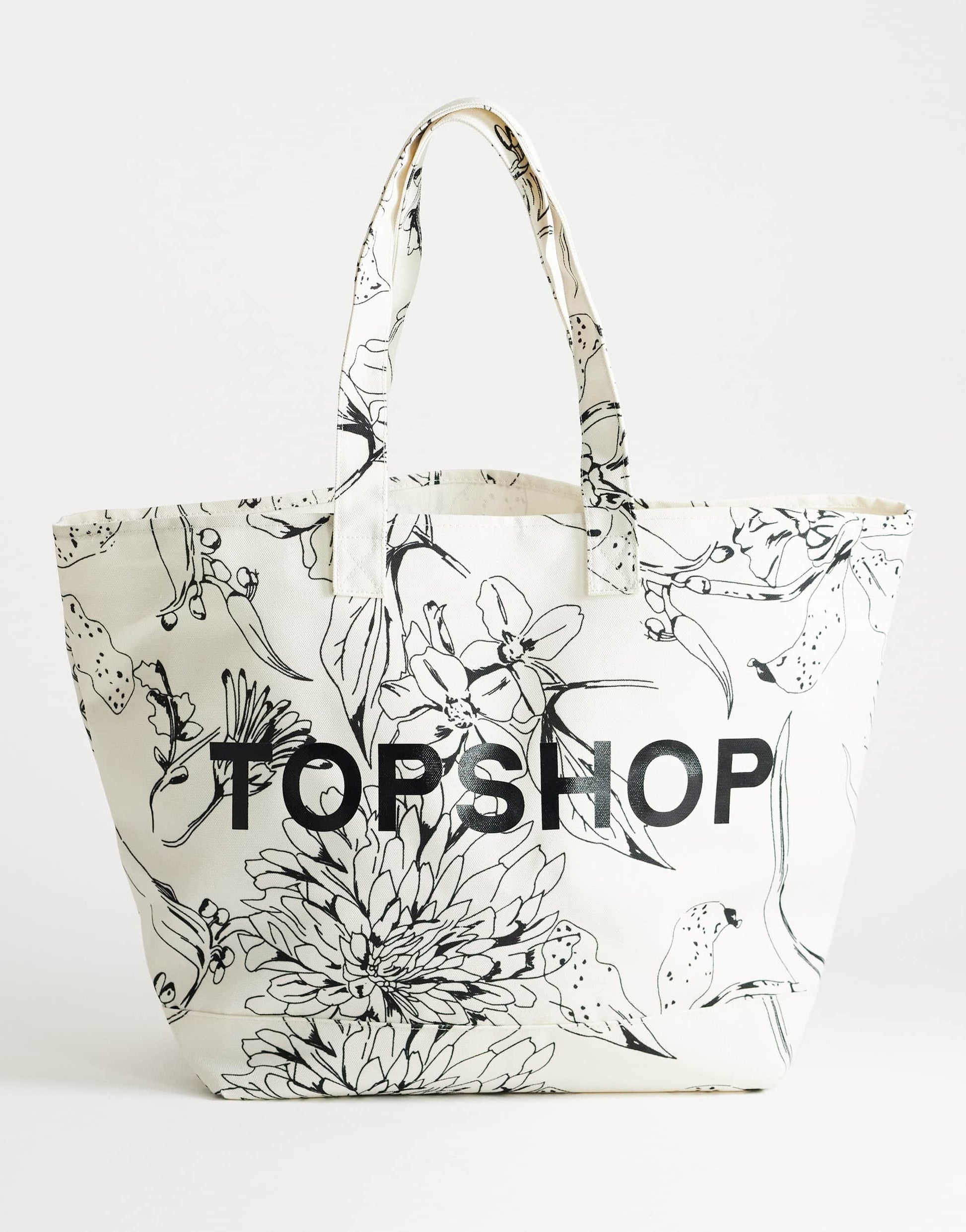 Topshop large printed canvas tote bag in floral