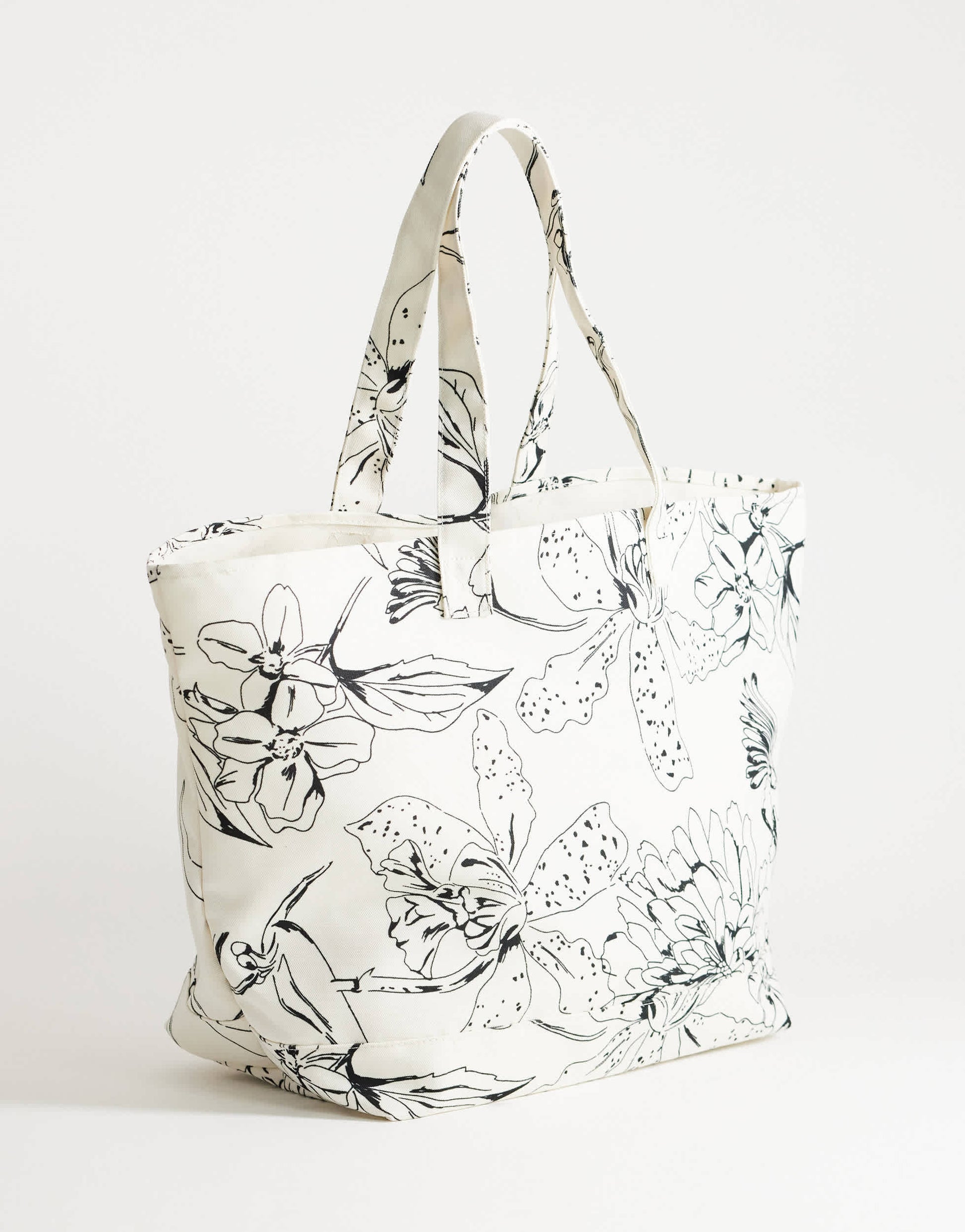 Topshop large printed canvas tote bag in floral
