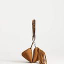 Topshop Jemma small real leather tassel shoulder bag in tan