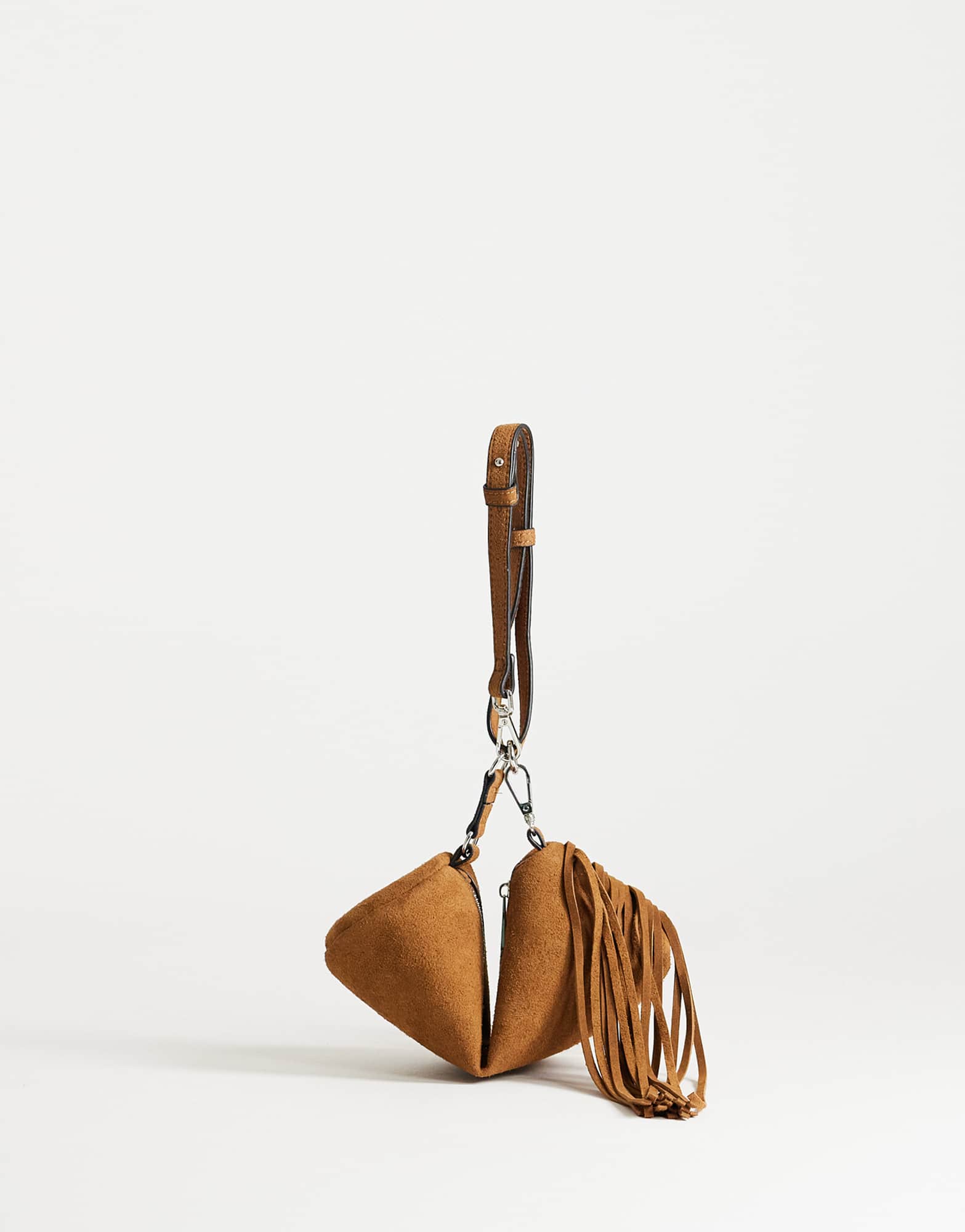 Topshop Jemma small real leather tassel shoulder bag in tan