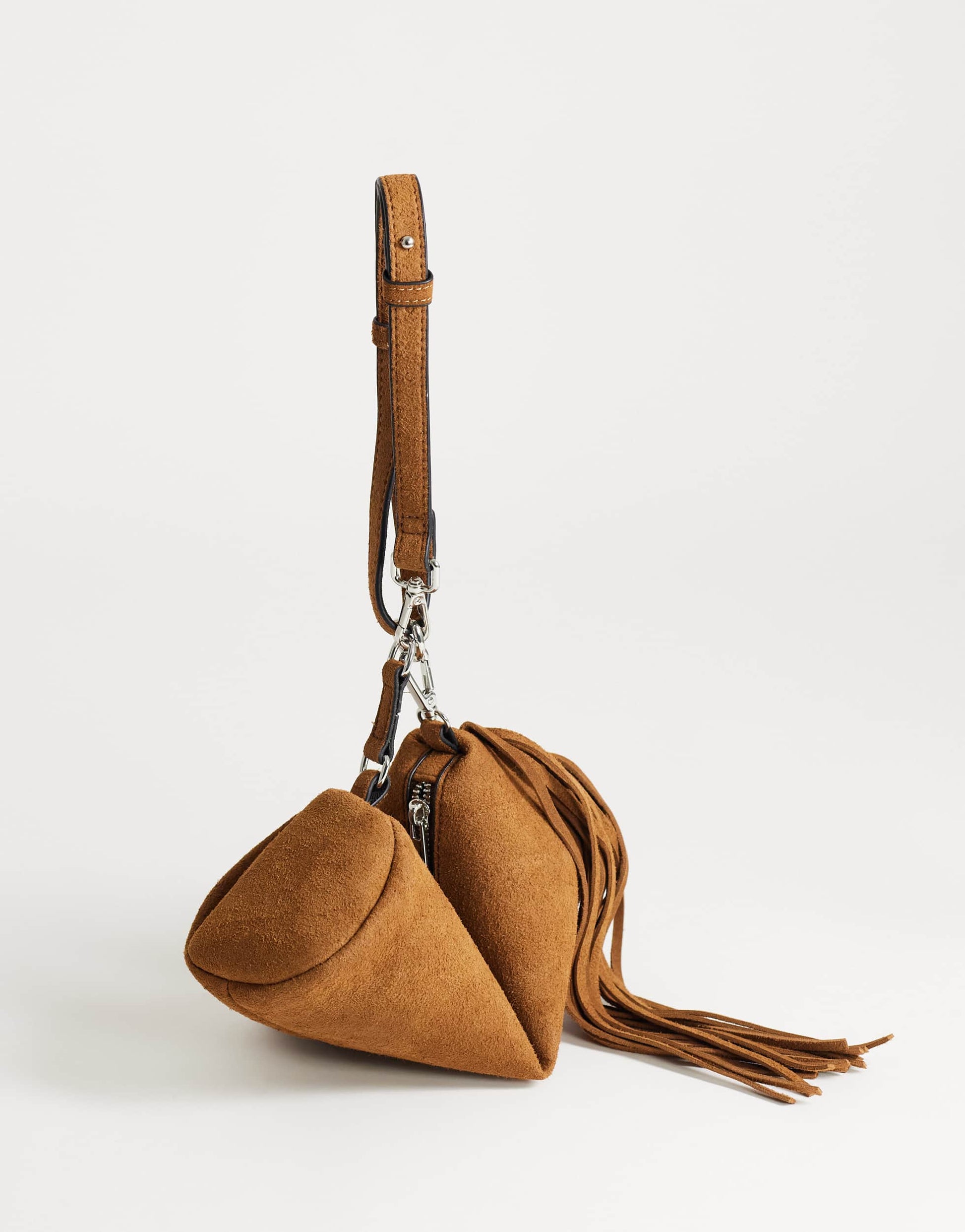 Topshop Jemma small real leather tassel shoulder bag in tan