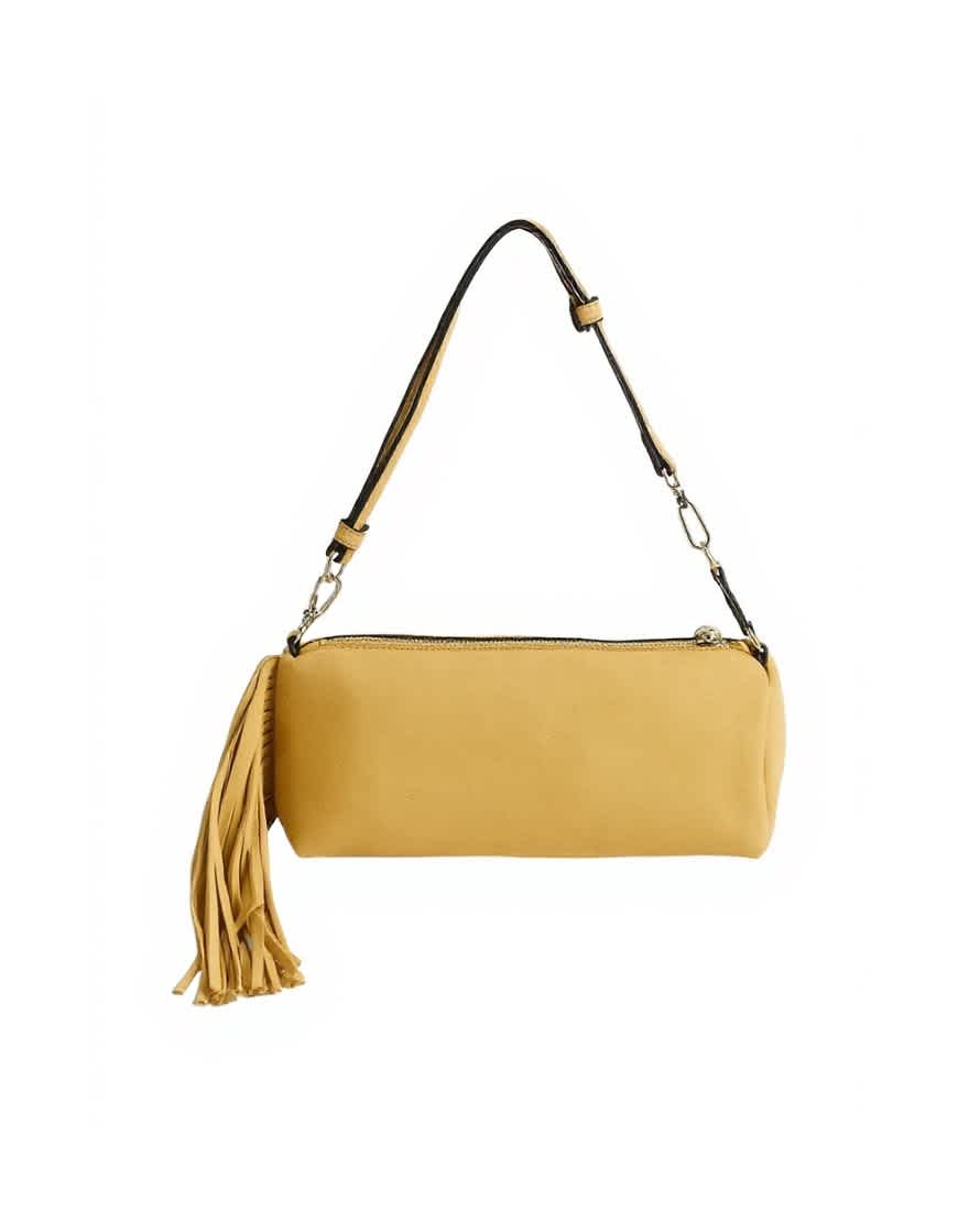 Topshop Jemma small real leather tassel shoulder bag in buttermilk