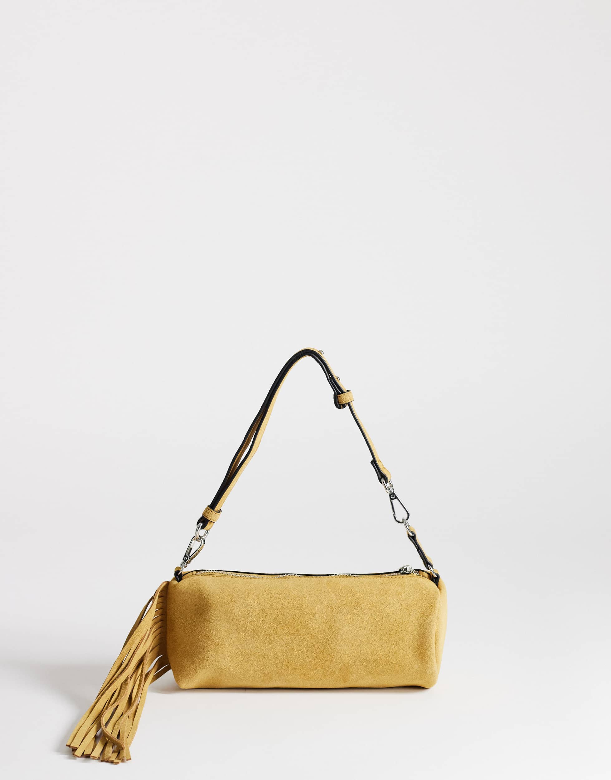 Topshop Jemma small real leather tassel shoulder bag in buttermilk