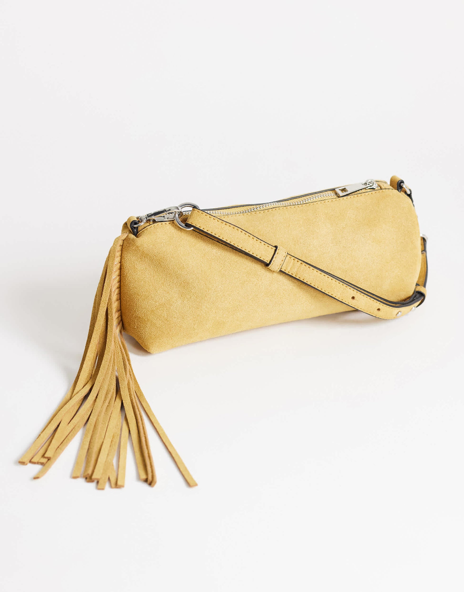 Topshop Jemma small real leather tassel shoulder bag in buttermilk