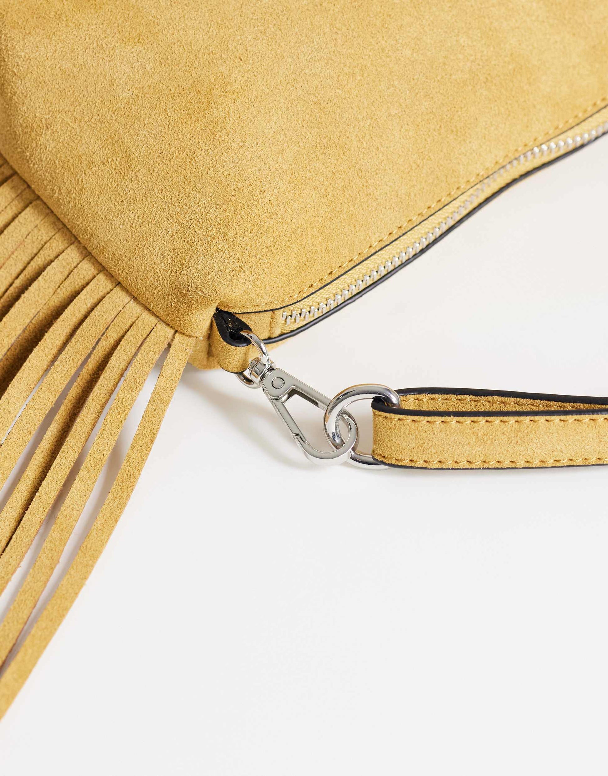 Topshop Jemma small real leather tassel shoulder bag in buttermilk