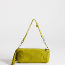 Topshop Jemma small real leather tassel medium shoulder bag in green