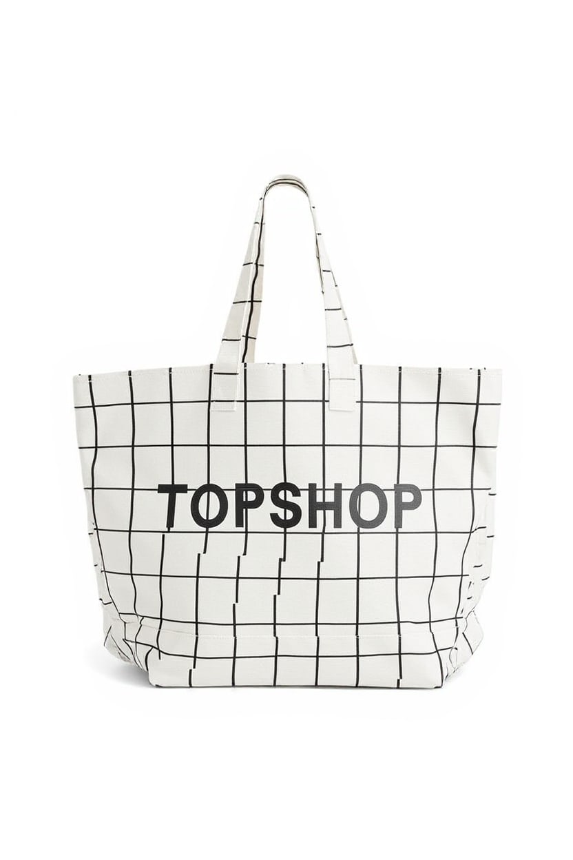 Topshop large printed canvas tote bag in check