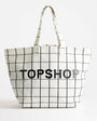 Topshop large printed canvas tote bag in check