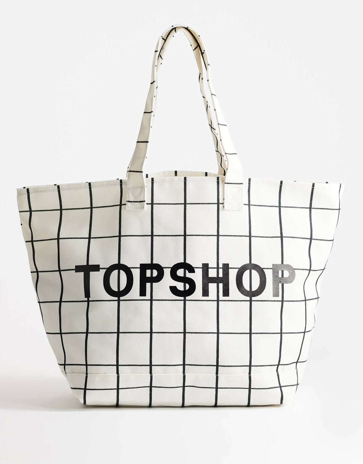 Topshop large printed canvas tote bag in check