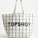 Topshop large printed canvas tote bag in check