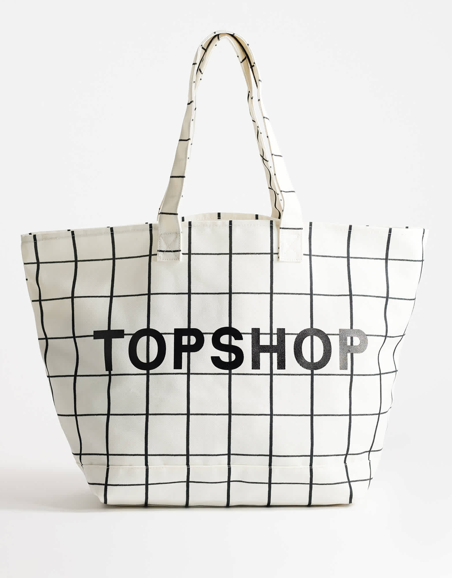 Topshop large printed canvas tote bag in check