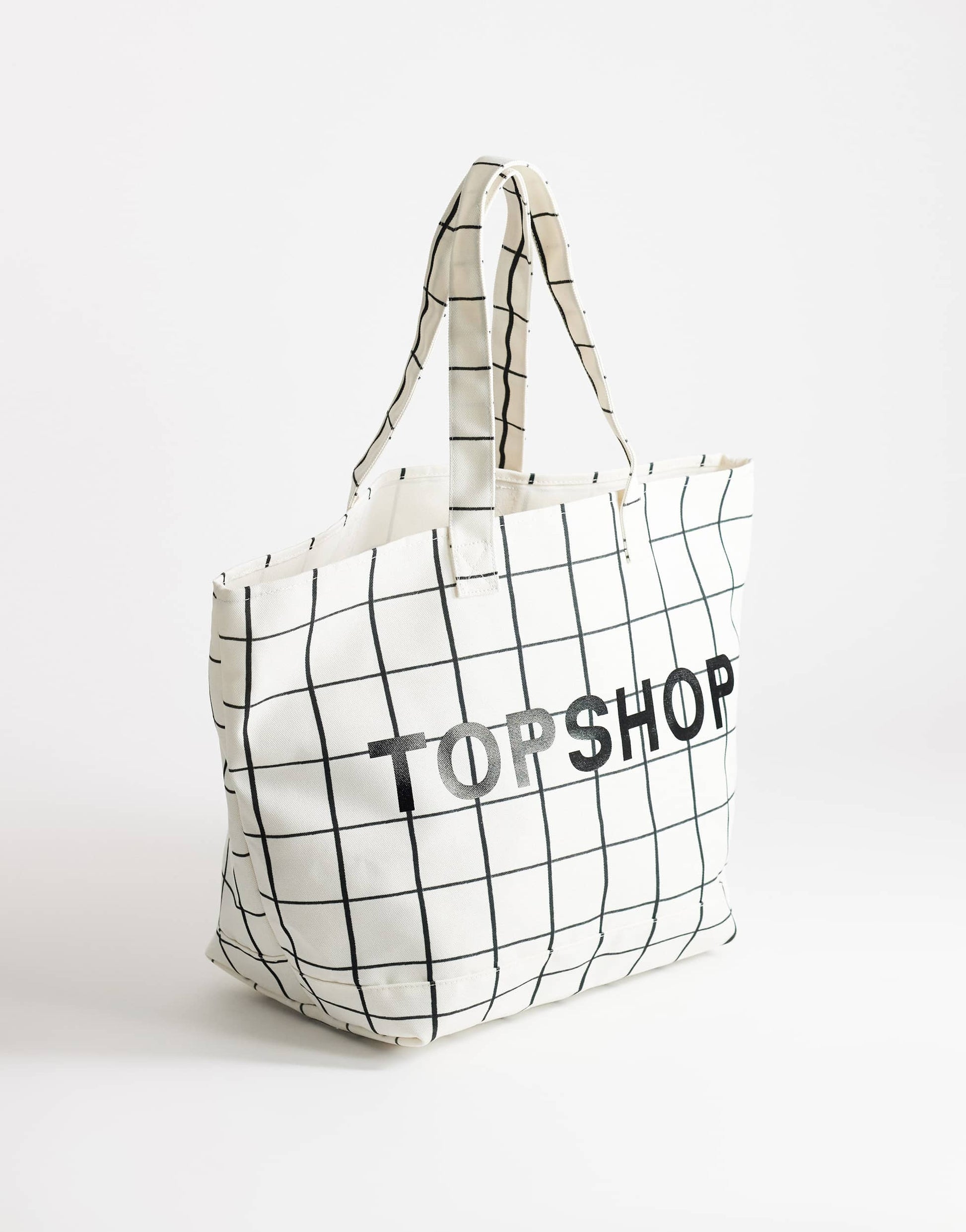 Topshop large printed canvas tote bag in check
