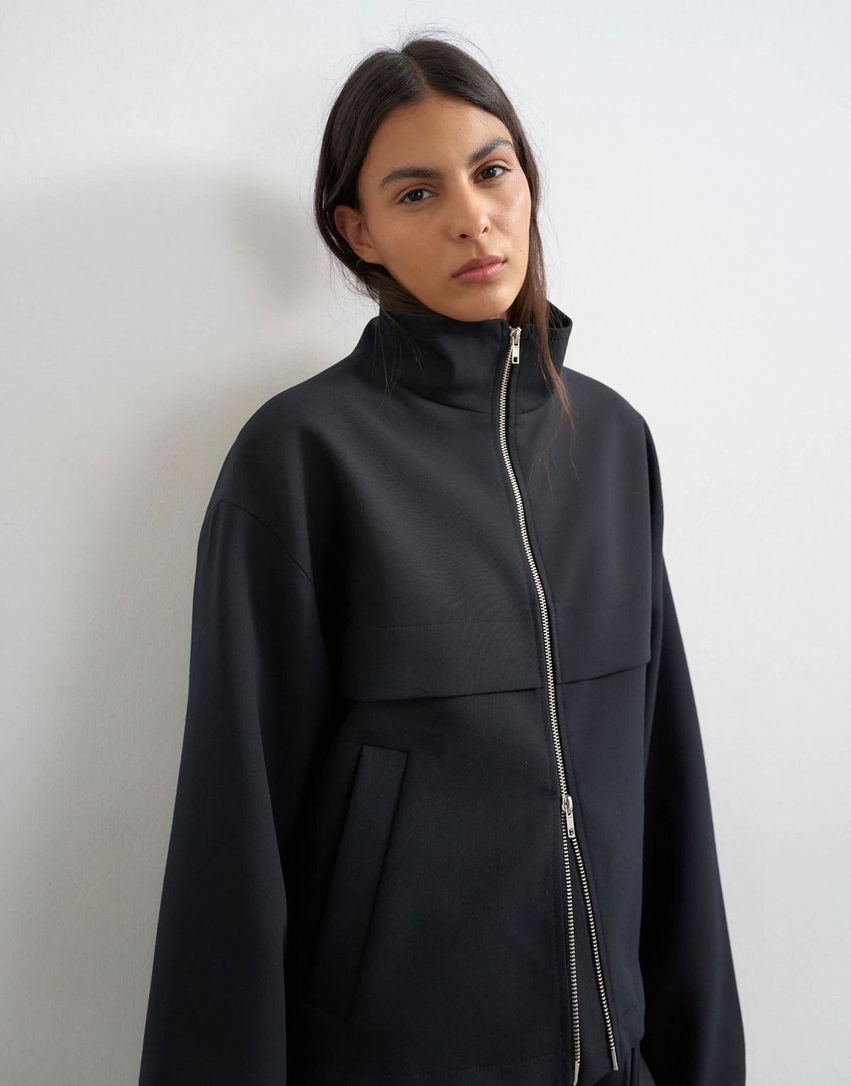 Topshop co ord funnel neck jacket in black 