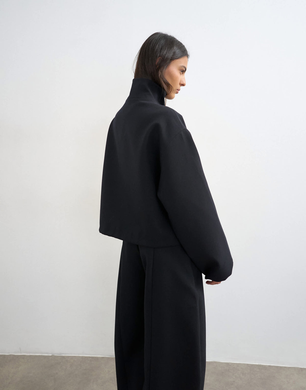 Topshop co ord funnel neck jacket in black 