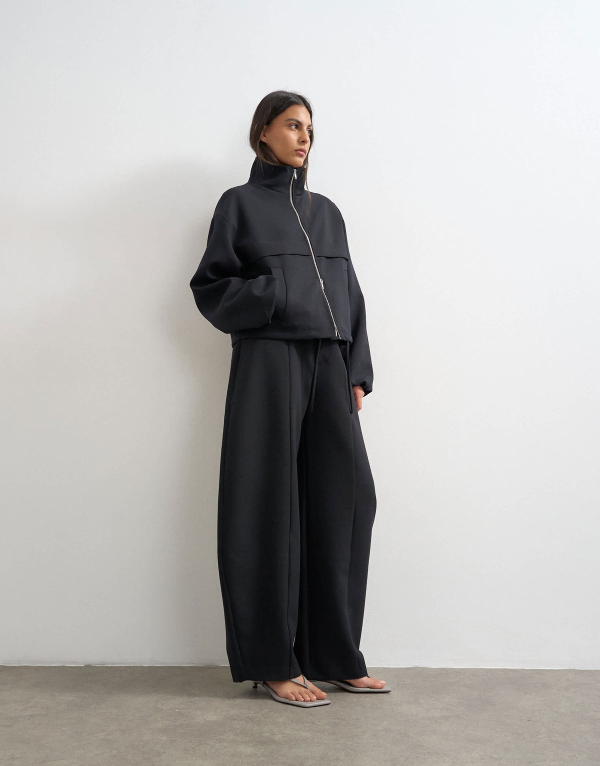Topshop co ord funnel neck jacket in black 