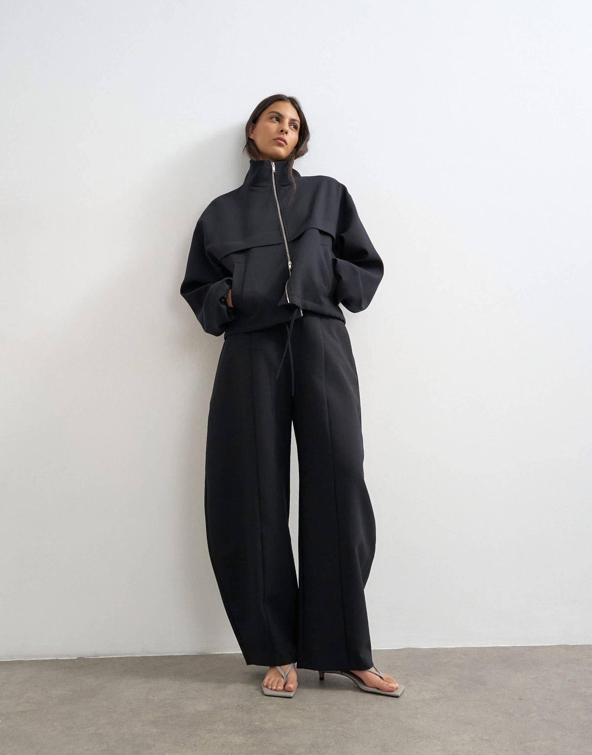 Topshop co ord barrel leg trouser in black 