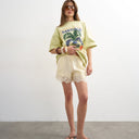 Topshop satin lace insert short in ecru