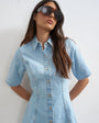 Topshop denim short sleeve button down mini dress bleach