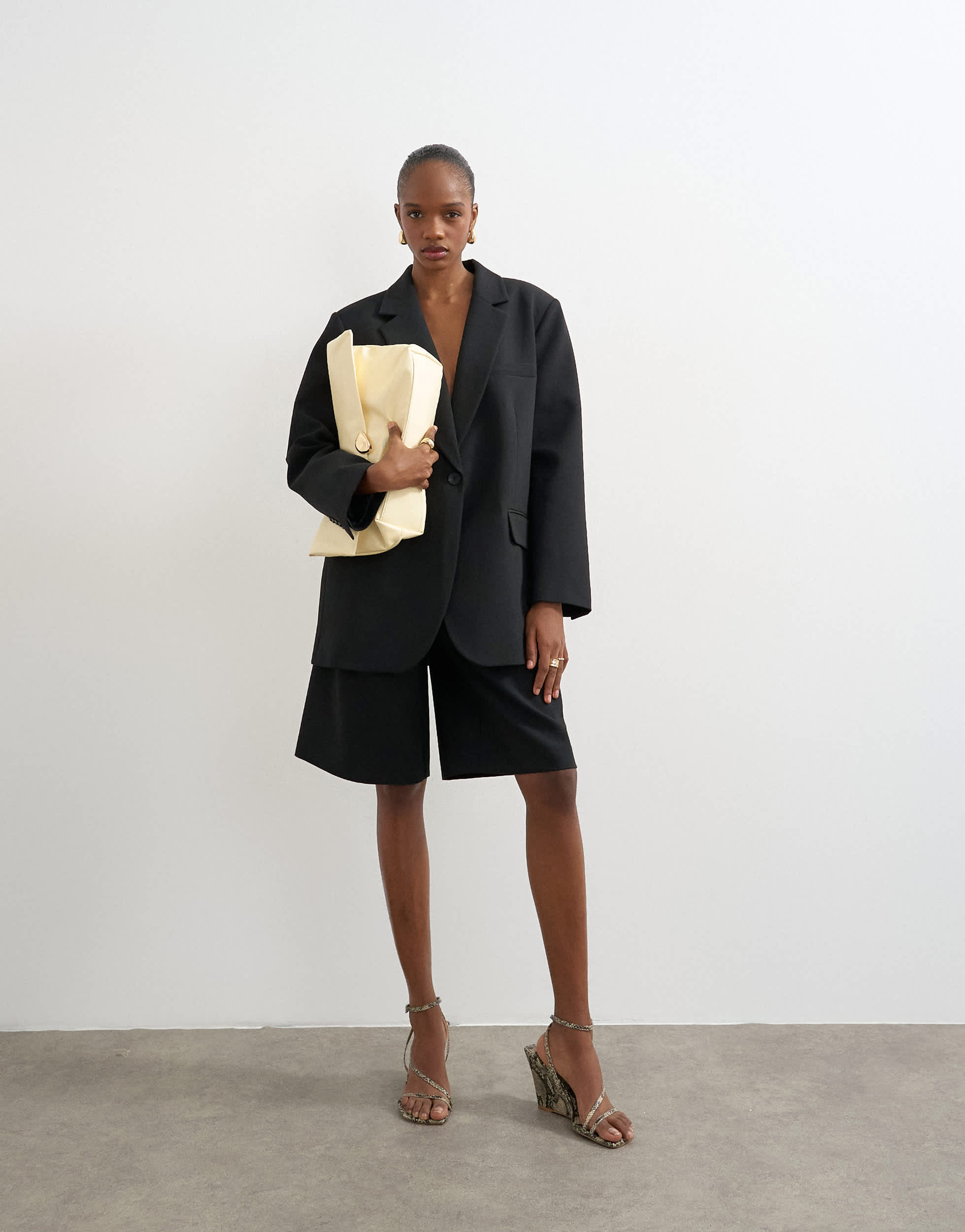 Topshop co ord longline short in black