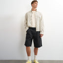 Topman wide leg twill bermuda short with pleats in black