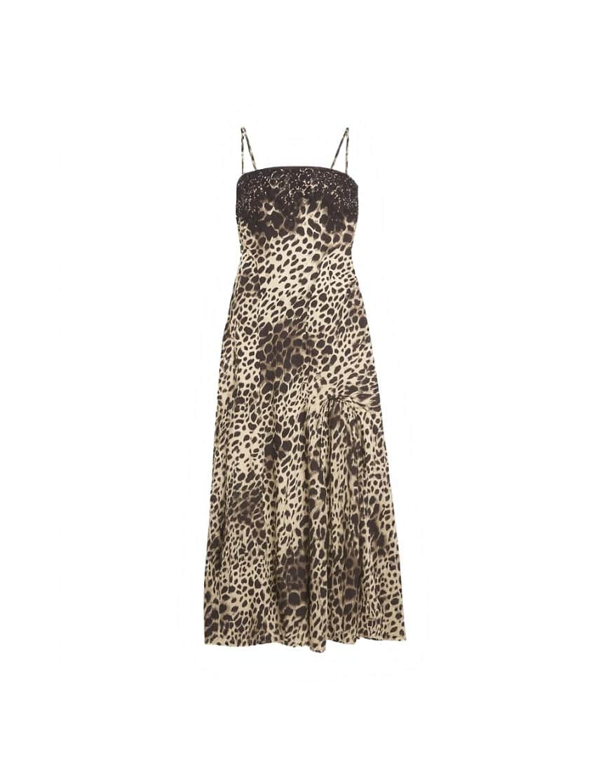 Topshop lace bust maxi dress in leopard print