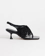 Topshop Night beaded toe thong heeled sandal in black