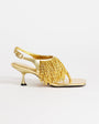 Topshop Night beaded  toe thong heeled sandal in gold