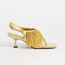 Topshop Night beaded  toe thong heeled sandal in gold
